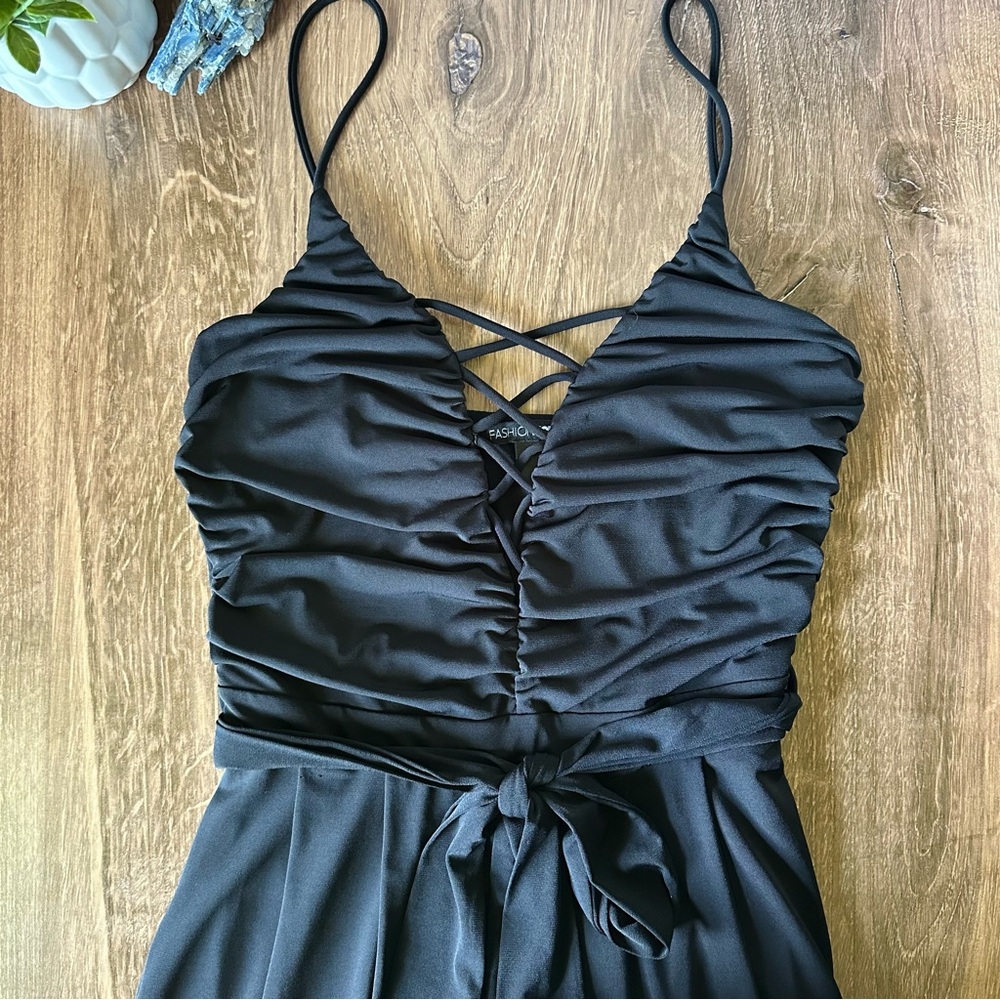 Elegant Black Spaghetti Strap Jumpsuit